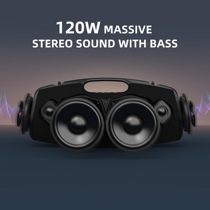 ZEALOT Bluetooth Speaker,120W Wireless Outdoor Speaker with Subwoofer,IP67 Waterproof with LED Light,Bluetooth 5.2 for Camping,Beach,Gifts(Black)