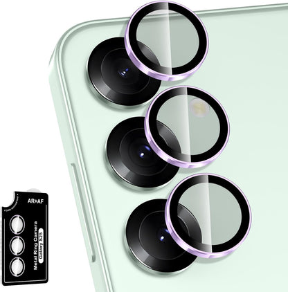 for Samsung Galaxy S25 Camera Lens Protector, Individual Metal Ring Tempered Glass Lens Cover, [Strong Adsorption] Scratch Resistant Ultra-Thin HD Clear Lens Cover, 1 Set-Purple Ring