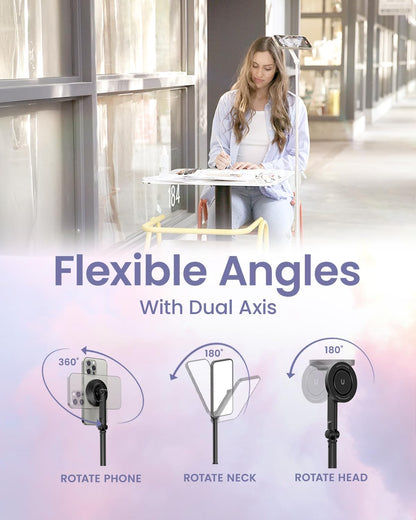 KraftGeek Magnetic Phone Tripod for iPhone MagSafe – 66'' Automatic Selfie Stick with Remote, Portable Tripod Stand for Video Recording, Travel, Vlogging (Black)