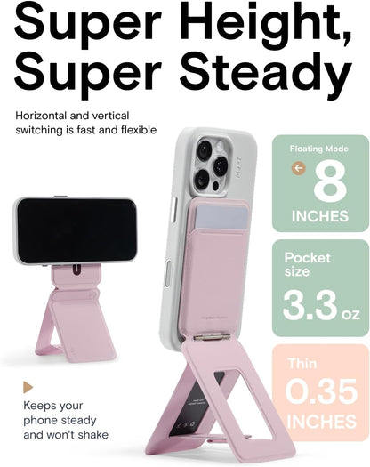 MOFT Phone Tripod Wallet for iPhone, Mulit-Angles, Lightweight & Portable Phone Stand, MOVAS Vegan Leather Magnetic Wallet, Strong Magnets, NFC Card Holder,Travel Essential, Blush (with Card Slot)