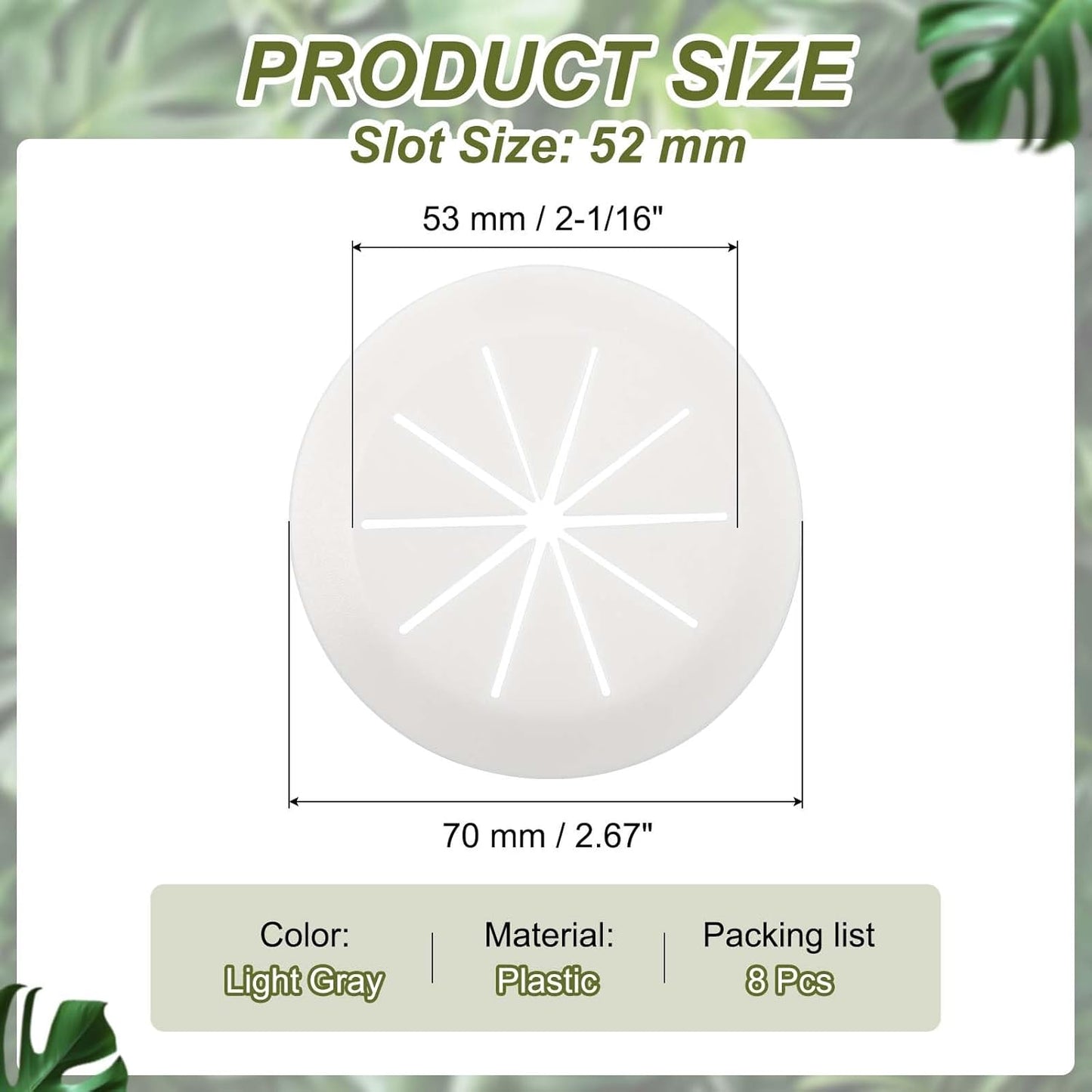 PATIKIL Desk Grommet 2-1/16", 8 Pcs Round Cable Grommet Cord Hole Cover with Adhesive Tape Flexible Table Wire Organizer for Office Home Table Countertop, Light Gray