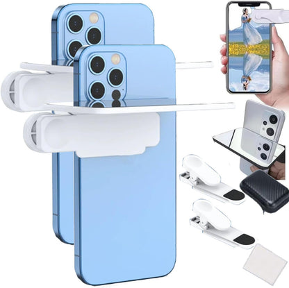 Mirror Effect Lens - Capture Stunning Reflections Instantly,Camera Mirror Reflection Clip for Back Camera Recording, Adjustable Hd Glass Phone Shooting Reflection Mirror (2pcs White)