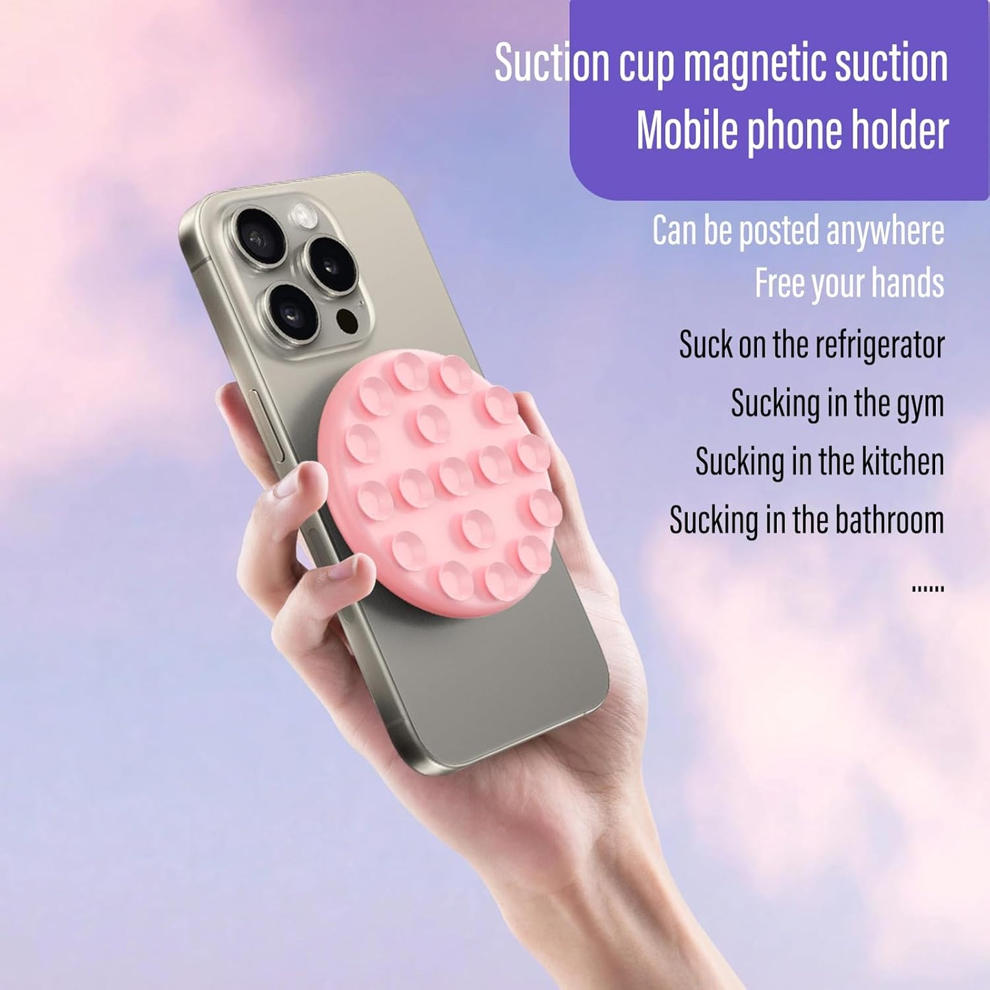 Muuto Magnetic Suction Phone Grip,Sticky Grippy Silicone Phone Grip Detachable and Hands-Free,for iPhone Sticky Grip,Suitable for Taking Selfies, Live Streaming and Videos