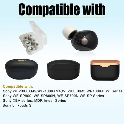 Memory Foam Eartips for Sony WF-1000XM5 Filter Screen Foam Tips for WF-1000XM5 WF-1000XM4 Earbuds Case, 3 Pairs Large Gray