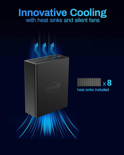 TERRAMASTER F8 SSD NAS Storage - 8Bay All SSD NAS Server N95 QuadCore CPU, 8GB DDR5 RAM, 10GbE Port, 8 Heat Sinks Included, Palm-Sized Powerful Network Attached Storage (Diskless)