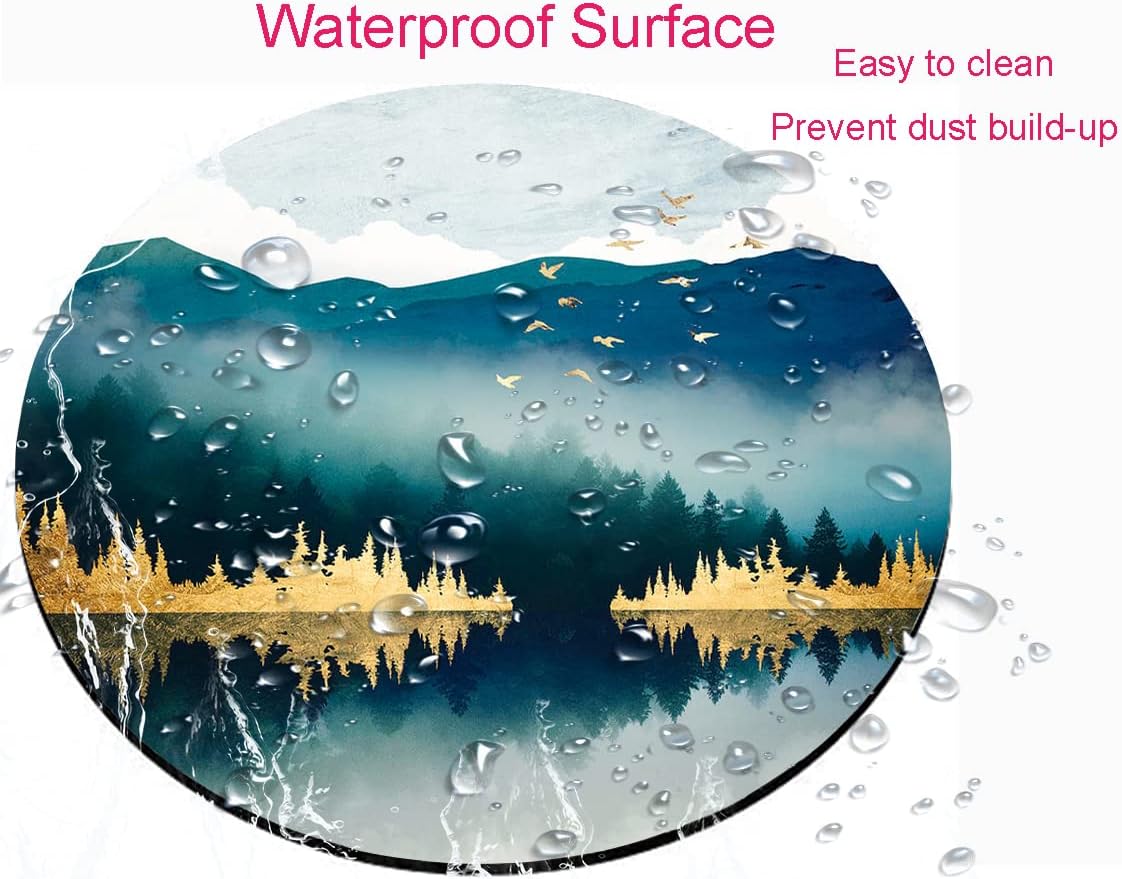 Mouse Pad, Round Personalized Computer Mouse Pads with Abstract Mountain Design, Washable Mouse Mat with Lycra Cloth, Gaming Office Home Non-Slip Rubber Base Mousepad