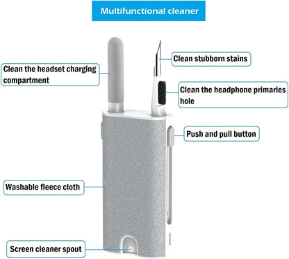 5-in-1 Electronics Cleaner Kit- Laptop Screen Cleaner kit,Multifunctional Bluetooth Earphones Cleaning Tool for iPhone Charging Port,Headphone,Earphone,Phone Speaker,Earpods