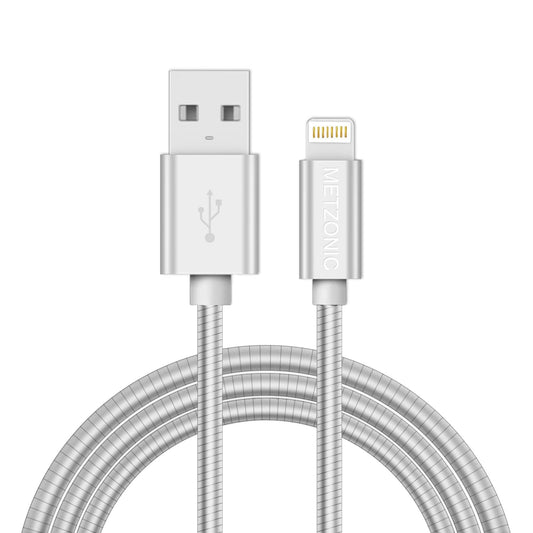 MFi Certified Metal Charger Cable 3.3FT Stainless Steel Braided Fast Charging USB Cable High Speed Connector Data Sync Compatible with iPhone/iPad Transfer USB Cord