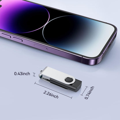 JUANWE 64GB USB Flash Drives 5 Packs, USB 2.0Thumb Drives Foldable 360°Swivel Memory USB Stick with Lanyard Hole, Jump Drive Pen Drive Zip Drive Portable Flashdrive for PC, Mutipack Black