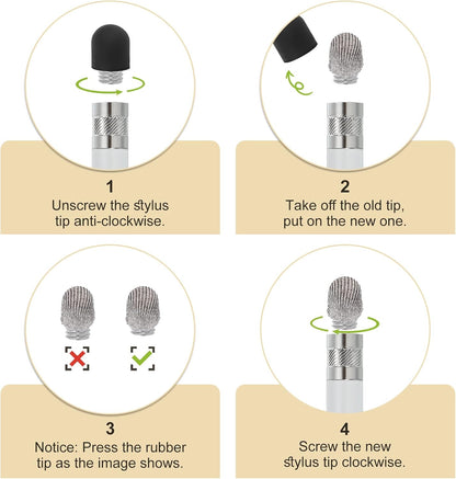 MECCANIXITY 10Pcs Replacement Fiber Mesh Tips for Stylus Pens 7mm Suitable for Capacitive Touch Screen,High Sensitivity,Soft,No Scratch Screen Pen Tip