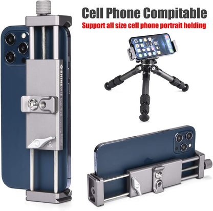 Full Metal Tablet Tripod Holder – Compatible with iPad mini, Air, Pro | 1/4" Screw & ARCA Dovetail Mounts | Universal Tablet Clamp Adapter