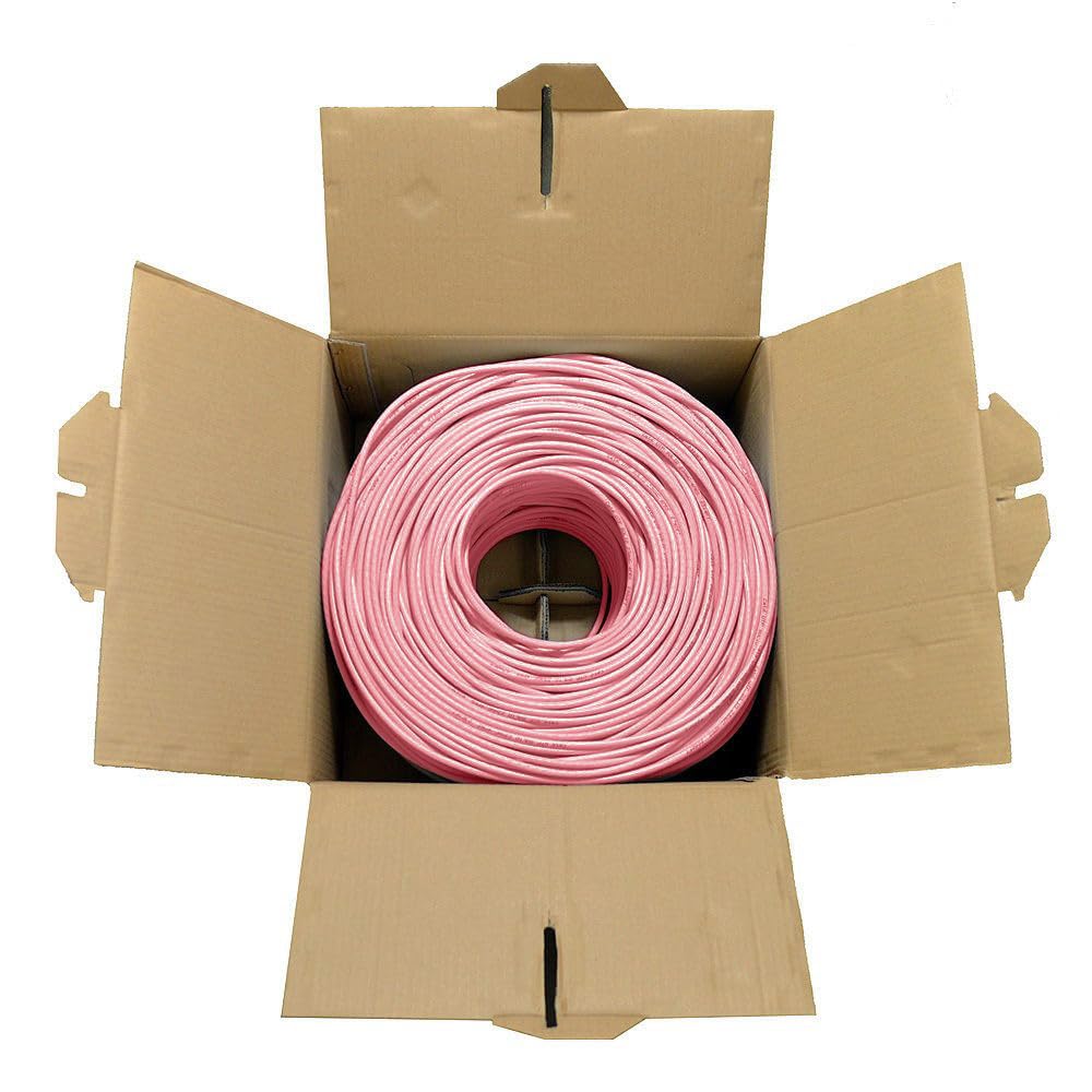 Dripstone CAT6 Ethernet Cable 1000ft Bulk Network LAN Wire 23AWG Solid UTP 550MHz High-Speed Internet Cable Gaming, Streaming, Office, Home Use, Pull Box, Cat6 Bulk, Stable Connectivity - Pink
