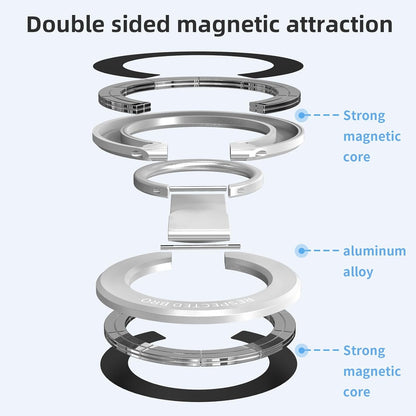 Magnetic-Phone-Ring-Holder with Dual Rings, Compatible with iPhone 16/15/14/13/12, Multifunctional Stand for Desk,Office,Gym,Kitchen & All Metal Surfaces, Finger Loop Grip (Silver)