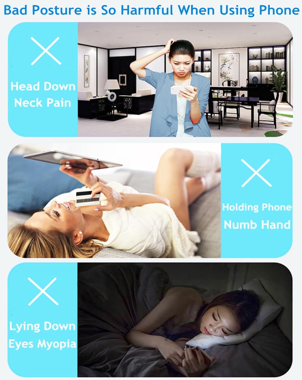 Adjustable Foldable Cell Phone Stand for Desk, Compatible with Most Devices, 1.5 Ounces, Blue