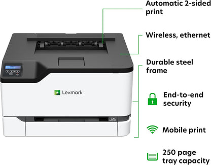 Lexmark C3326dw Color Laser Printer with Ethernet, Mobile-Friendly, Wireless Office Printer with Automatic Two-Sided Printing (3-Series)