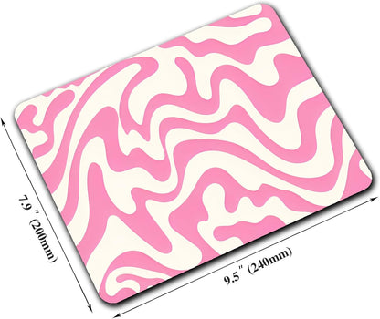 Abstract Pink Topographic Custom Mouse Pad with Non-Slip Rubber, Small Square Design for Wireless Laptop & Computer Mouse Pads for Desk, 9.5 x 7.9 inch Smooth Surface for Gaming & Office