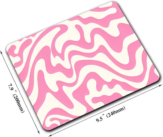 Abstract Pink Topographic Custom Mouse Pad with Non-Slip Rubber, Small Square Design for Wireless Laptop & Computer Mouse Pads for Desk, 9.5 x 7.9 inch Smooth Surface for Gaming & Office