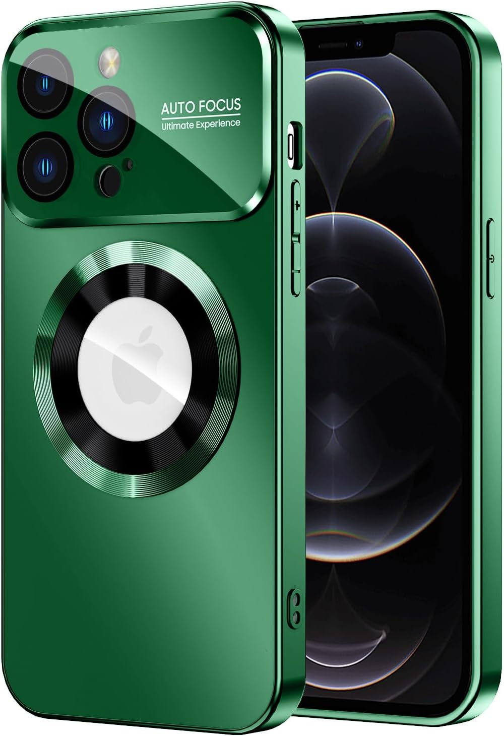 Magnetic for iPhone 12 Pro Max Case, Compatible with MagSafe, Built-in Camera Lens Protector, Logo View, Military Grade Drop Proof Phone Case Cover, Green