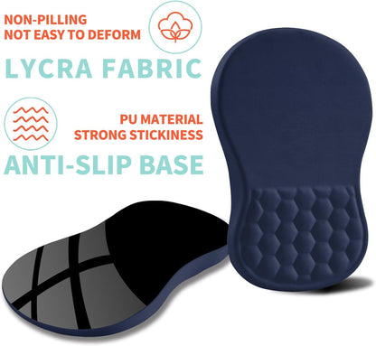 Ergonomic Mouse Pad Wrist Support with Memory Foam Massage Bulge, Carpal Tunnel Pain Relief Mousepad Wrist Rest for Mouse(12x8 inch, Dark Blue)