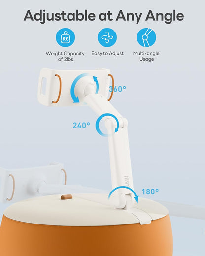 SAIJI Tablet Holder Pillow, Kindle Holder Compatible with 4.7-15.6” Kindle, Phone, Portable Monitor, 360° Adjustable Tablet Stand for Bed with Flexible Dual Axis Arm&Microbead Cushion (Orange)