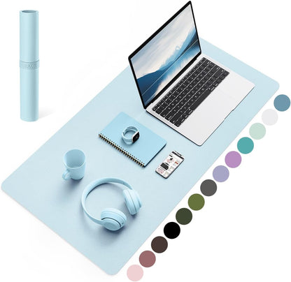 YSAGi Non-Slip Leather Desk Pad, Waterproof Laptop Computer Desk Keyboard Mat, Table Protector Blotter Mat, Large Mouse Pad for Office/Work/Home/Decor(Sky Blue, 31.5" x 15.7")