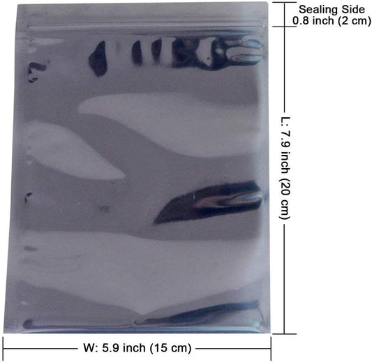 50Pcs Antistatic Resealable Bag 15X20cm/5.9X7.9inch, Premium Anti Static Bag for SSD HDD and Other Electronic Devices