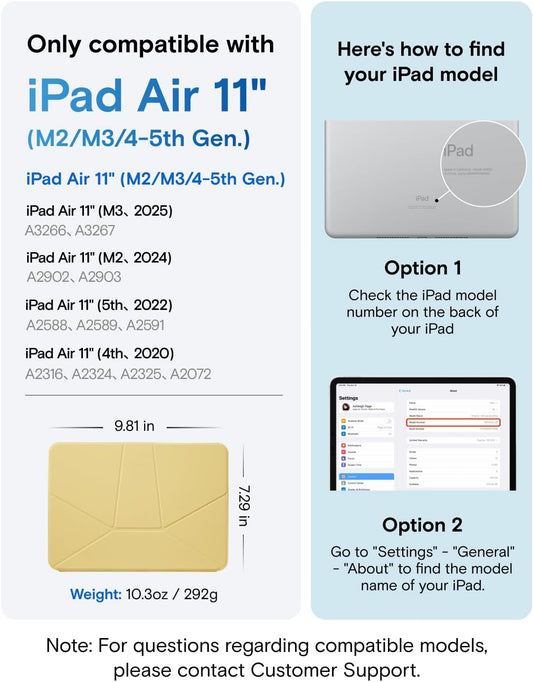 MOFT Dynamic Folio Case for iPad Air 11-inch (M3 2025 / M2 2024) & iPad Air 10.9-inch 5th 4th Generation 2022 2020, Silm Magnetic Stand Case with 20+ Viewing Angles,Panna Cotta x Faded Jeans