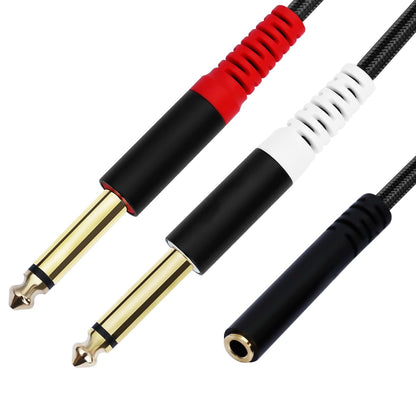 3.5mm to 1/4 Adapter Cable, 3.5mm TRS Female to Dual 1/4 inch TS Male Y Splitter Cable Adapter, Mini Jack Stereo to 2 Quarter inch Mono Insert Cable - 1 ft