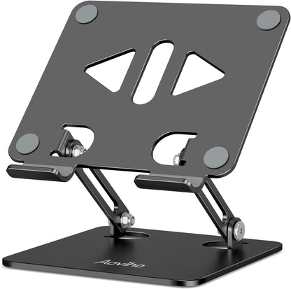 Tablet Stand Holder for Desk, Adjustable Desktop Tablet Holder, Foldable Aluminum Tablet Mount for iPad pro 12.9, iPad Air Mini, Samsung Galaxy Tabs Z Fold Kindle Fire 4-12 inch, Black