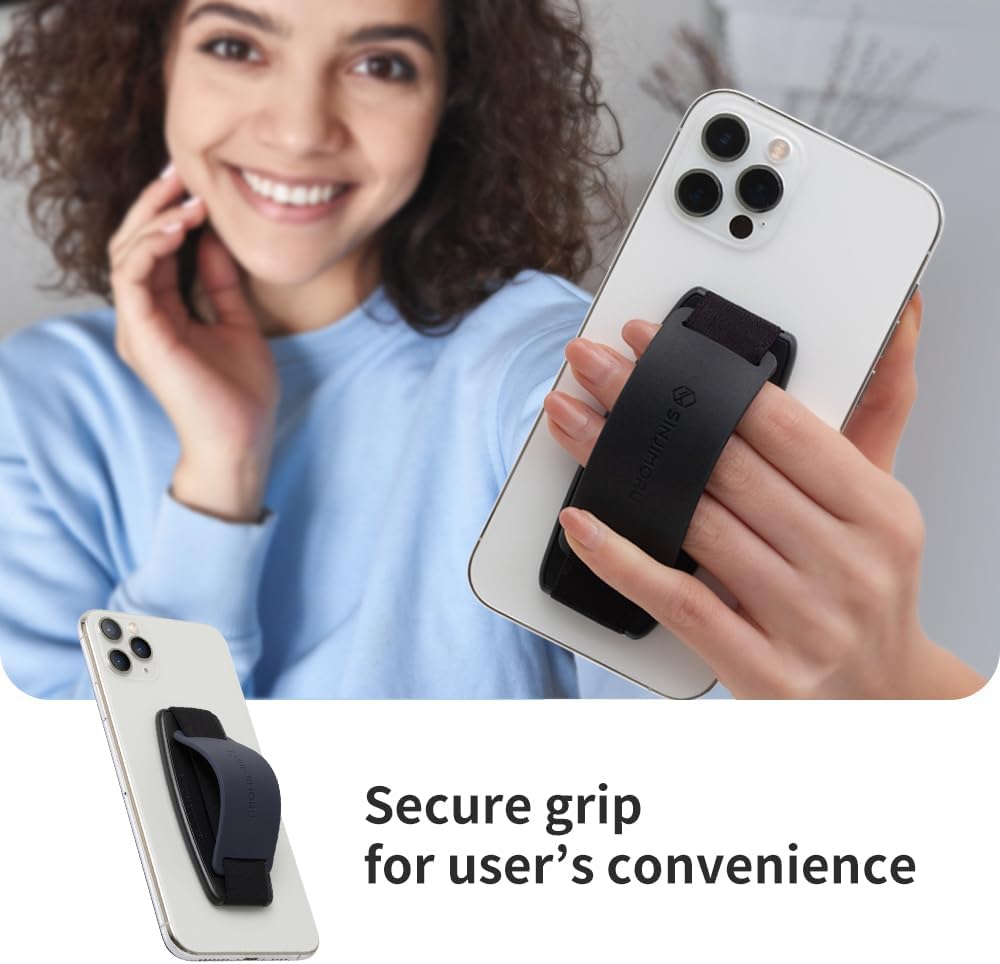 Sinjimoru Detachable Phone Grip Kickstand for Wireless Charging Compatible Phone Finger Holder for iPhone & Smartphones. Sinji Mount S-Grip Olive Grey