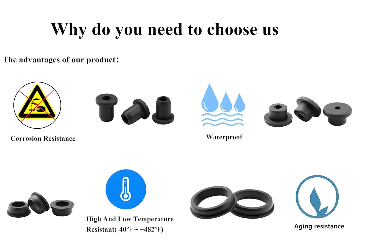 25 pcs 3/8" Drill Hole，3/16" ID Black Silicone Top hat Rubber Grommets for Wiring，Automotive，Firewall，Hole Plug，Desk，Screw，Water and Gas Pipe，Drain，House Siding，Cable Bushing，Glass，Wire Plug