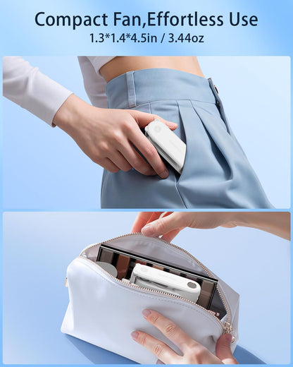 SWEETFULL Portable Handheld Mini Fan with LED Display, 3-in-1 Personal Foldable USB Rechargeable Hand Held Fan & Flashlight for Travel, Lash Eyelash, Cute Small Pocket for Women, Girls