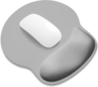 ITNRSIIET Ergonomic Mouse Pad with Wider Memory Foam Wrist Rest +17% - Curved Cushion Reduces Pressure 20%, Pain Relief, Non-Slip, Smooth, Cute Colors, 9.85 x 9 in, Space Gray