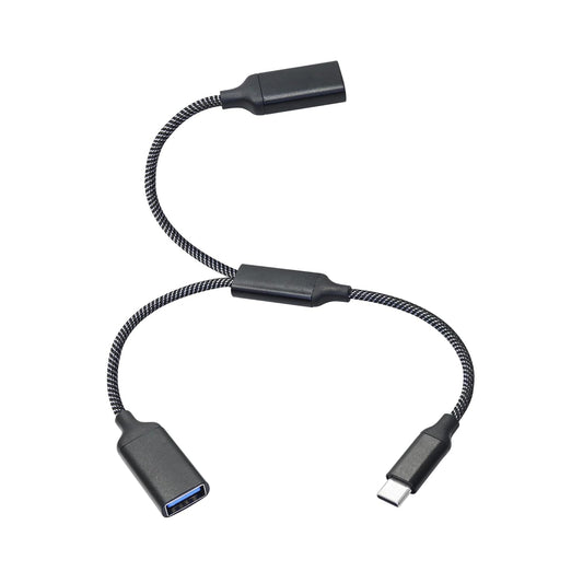 USB Splitter Cable 1FT, USB Type C Male to Dual USB A Female Y Splitter Adapter 1 in 2 Out, Power & Data with OTG Function Intelligent Chip, for Smartphone, Laptop, Car etc