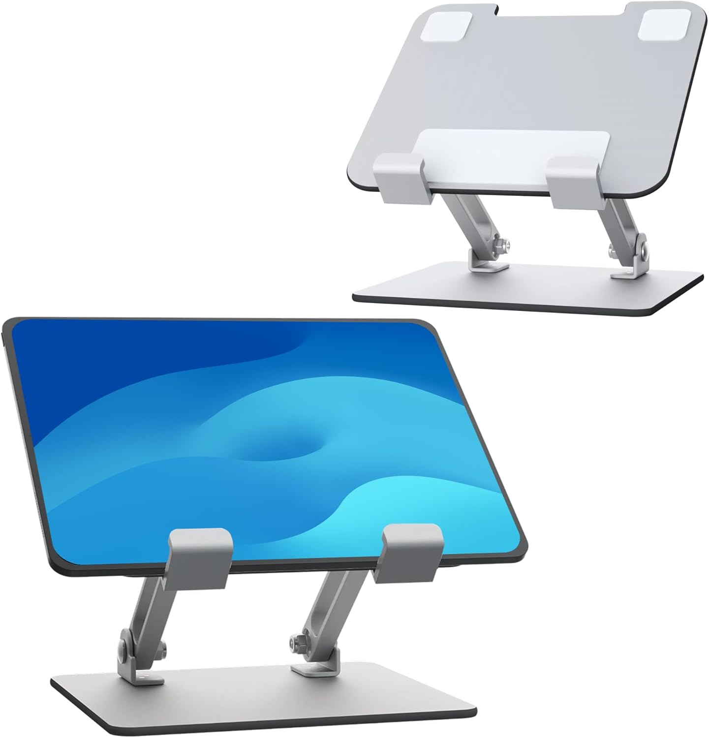 Foldable Aluminum Tablet & Phone Stand — Adjustable Height & Angle, Portable Desk Holder with Anti-Slip Pads for iPad, iPhone, Kindle, Smartphones & Tablets, Helping Reduce Neck and Eye Strain