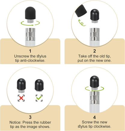 MECCANIXITY 60Pcs Replacement Stylus Pen Tips 4.5mm Conductive Capacitive Touch Screen Pens Tips Silicone Rubber, Black