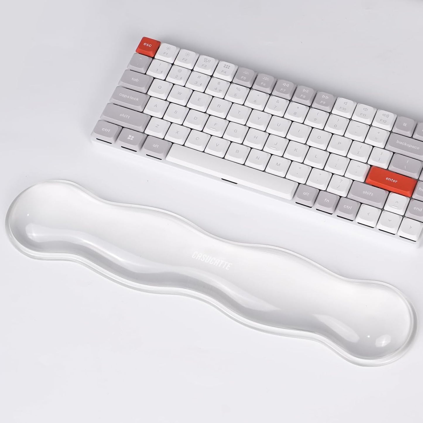 CASUCATTE-Clear Gel Wrist Rest for Keyboard - Super Non-Slip, Soft & Comfortable, Washable, Relieve Office or Gaming Wrist Pain