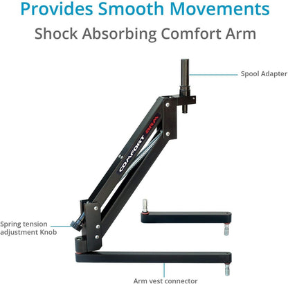Flycam 5000 Handheld Camera Stabilizer with Comfort Arm Vest. Precise Balancing, Smooth & Fatigueless Operations. Quick Shock Absorption, Free Quick Release, Arm Brace & Table Clamp (FLCM-CMFT-KIT)