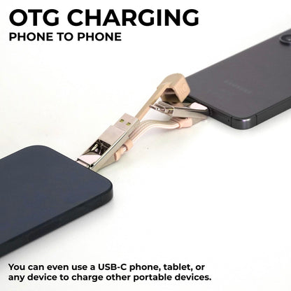 Rolling Square inCharge XS - 240W 4in1 Keyring Cable | Fast Charging & Data Transfer | Universal USB C/Lightning/USB Cable with Metal Housing | N52 Magnets | Eco-Friendly | Beige