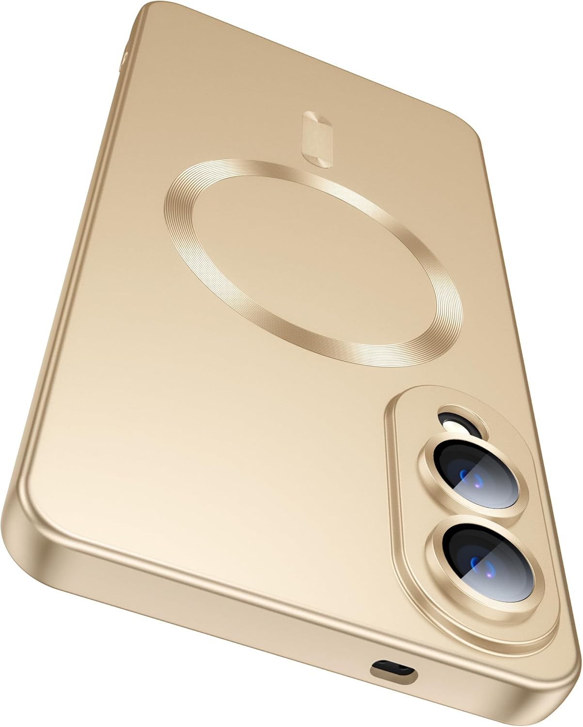 Magnetic for Samsung Galaxy S25 Edge Case [Compatible with MagSafe][Built-in Camera Lens Protector] Slim Soft Silicone Bumper Shockproof Metallic Luster Phone Case (Gold)