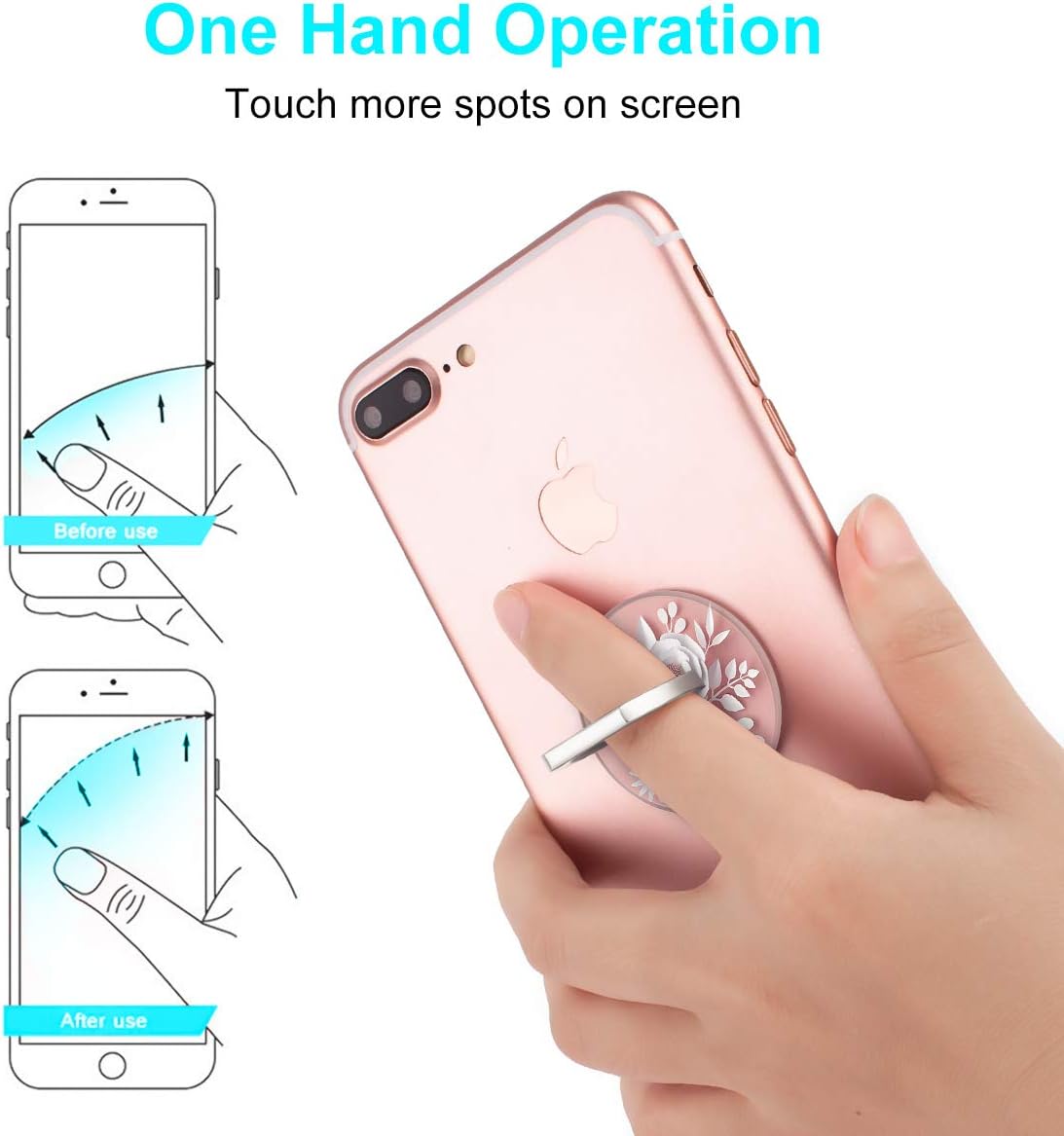 Bonoma Phone Ring Holder, 3 Pack Beach Flowers Butterfly Universal Finger Ring Stand Grip Kickstand Compatible with Smartphones and Tablets