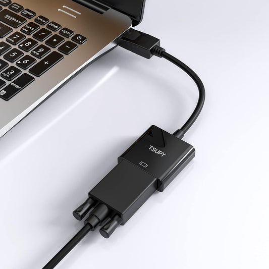 TSUPY DisplayPort to VGA, 1080P DP to VGA Adapter Gold-Plated Display Port to VGA Converter Male to Female Cable to Connect Your Computer to a Large Screen, Projector