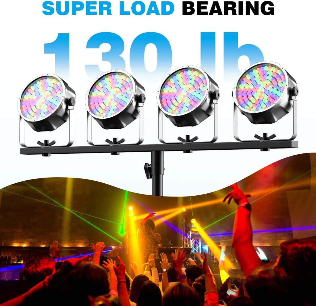 DJ Stand, T-Bar Tripod Stage Lights Stand Portable and Adjustable 49-114 Inch Heavy Duty for Stage, Bar, Par Light
