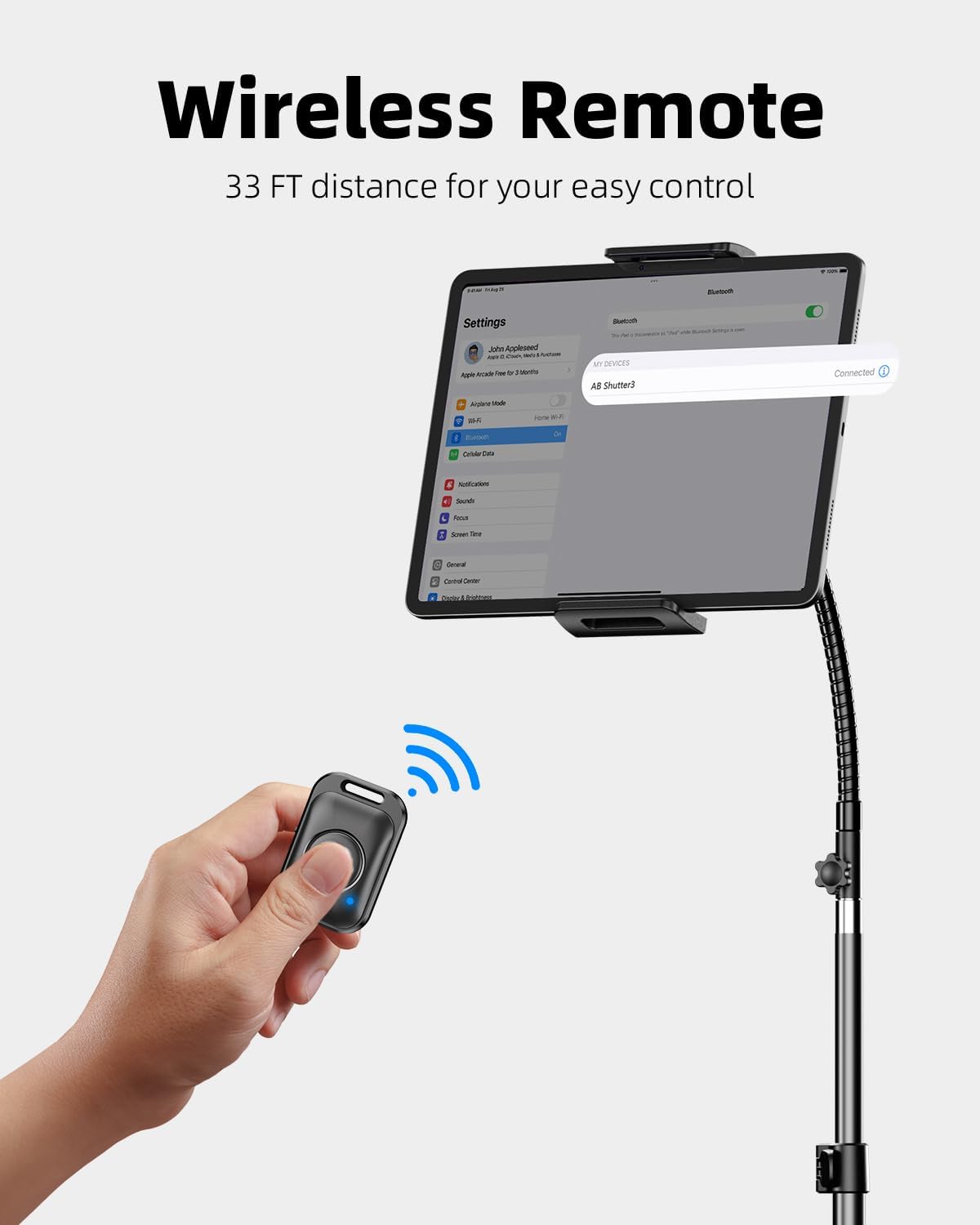 Weilisi Heavy Duty Tablet Tripod Stand 82” Tall, Floor Stand with Remote and Adjustable Gooseneck for Watching/Stream/Recording, Tripod for iPad Pro 12.9”/Kindle/iPhone, and All 4.5-13” Tablet/Phone