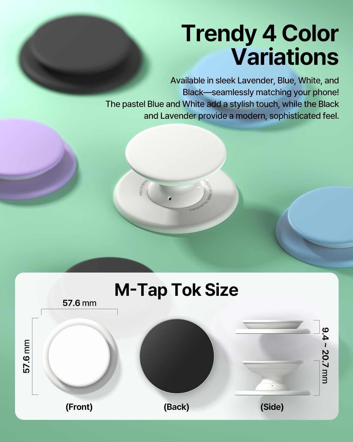 Sinjimoru for MagSafe Phone Grip, Soft Silicone Magnetic Finger Grip for iPhone 16/15/14/13/12, Comfortable One-Touch Holding, M-Tap Tok White