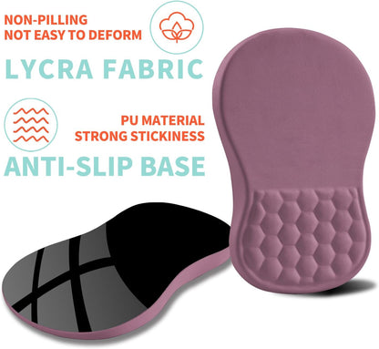 Ergonomic Mouse Pad Wrist Support with Memory Foam Massage Bulge, Carpal Tunnel Pain Relief Mousepad Wrist Rest for Mouse(12x8 inch, Dark Pink)