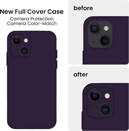 FireNova Designed for iPhone 13 Case, Silicone Upgraded [Camera Protection] Phone Case with [2 Screen Protectors], Soft Anti-Scratch Microfiber Lining Inside, 6.1 inch, Purple