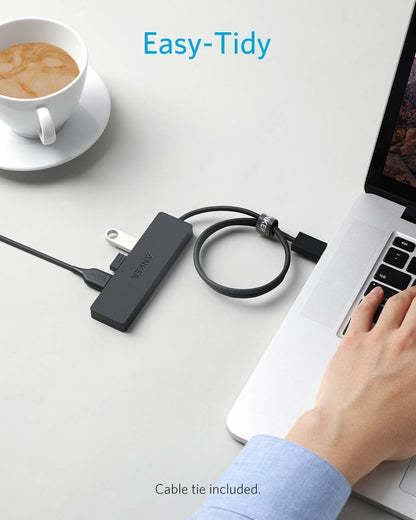 Anker 4-Port USB 3.0 Hub, Ultra-Slim Data USB Hub with 2 ft Extended Cable (Charging Not Supported), for MacBook, Mac Pro, Mac Mini, iMac, Surface Pro, XPS, PC, Flash Drive, Mobile HDD