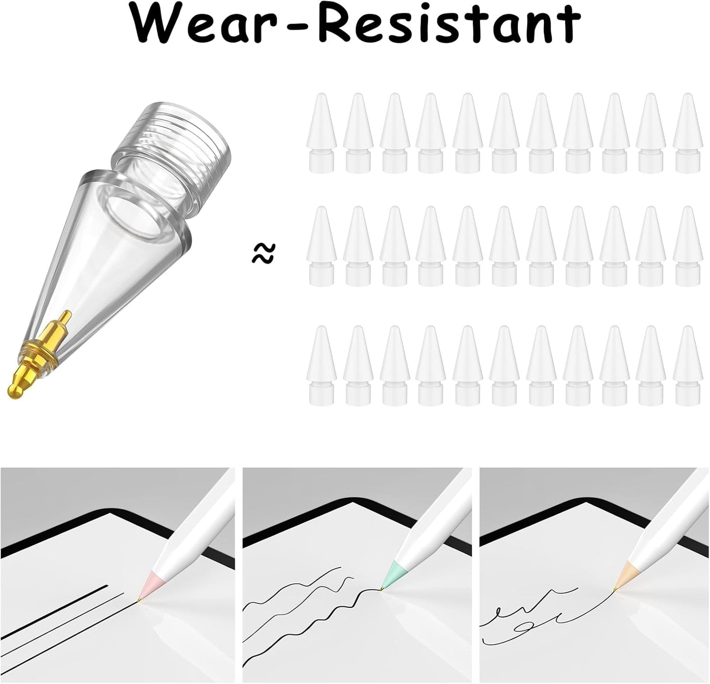 6 Pack Fine Point Replacement Tips Compatible with Apple Pencil 2nd Generation, Apple Pencil 1st Generation, Apple Pencil USB-C & Apple Pencil Pro Colorful iPencil Nibs (Multicolour)