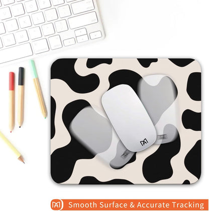 Square Mouse Pad Black Cow Print,Personalized Premium-Textured Custom Mouse Mat Design,Washable Mousepad Cloth,Non-Slip Rubber Base Computer Mouse Pads for Wireless Mouse
